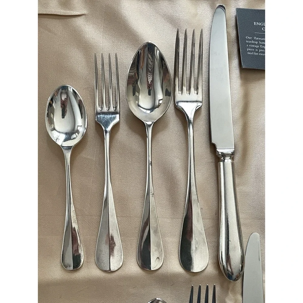 Restoration Hardware ENGLISH BAGUETTE Set of 20 SS 18/10 Silver Tone Flatware